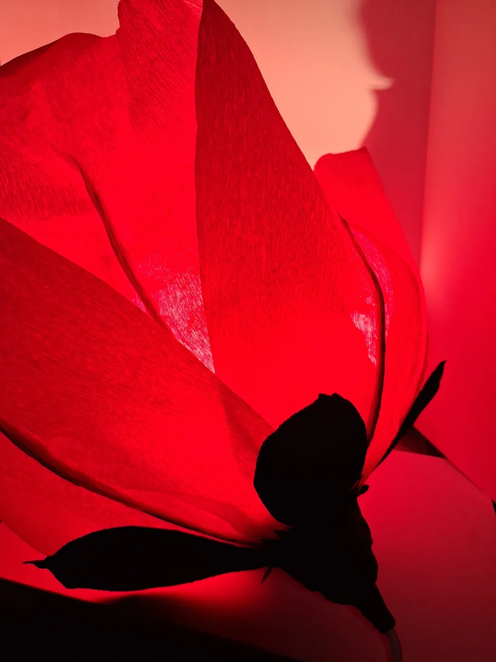Handmade Red Italian Crepe Paper Flower Hanging Lamp- LED